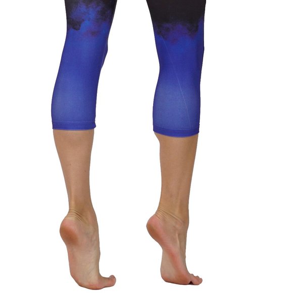 Blue ombre yoga leggings with pockets - Picture 3 of 5